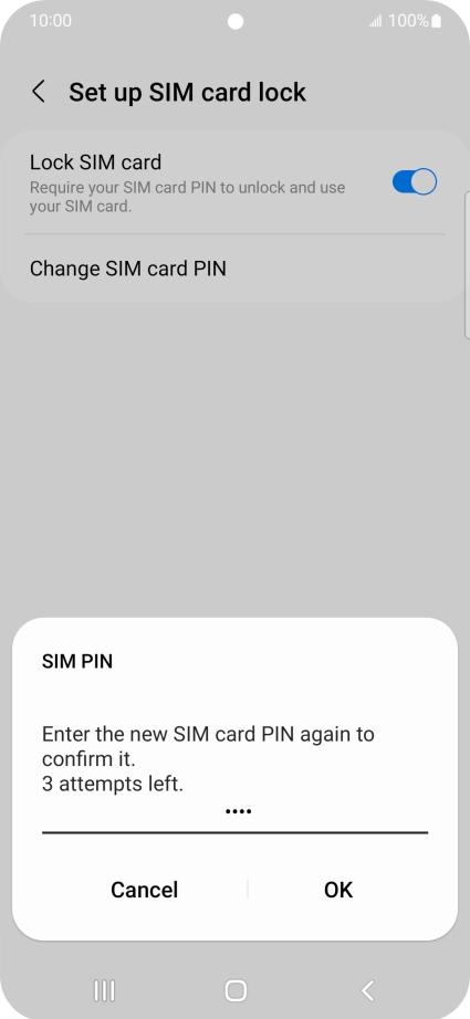 Key in the new PIN again and press OK.