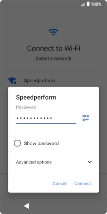 Key in the password for the Wi-Fi network and press Connect.