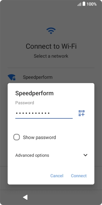 Key in the password for the Wi-Fi network and press Connect.