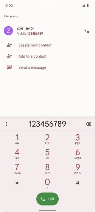 Key in the required number and press the call icon.