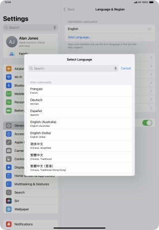 Press the required language.