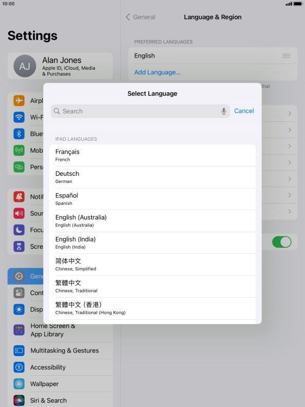 Press the required language. Press the required language.