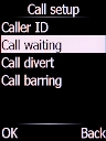Select Call waiting and press the Left selection key.