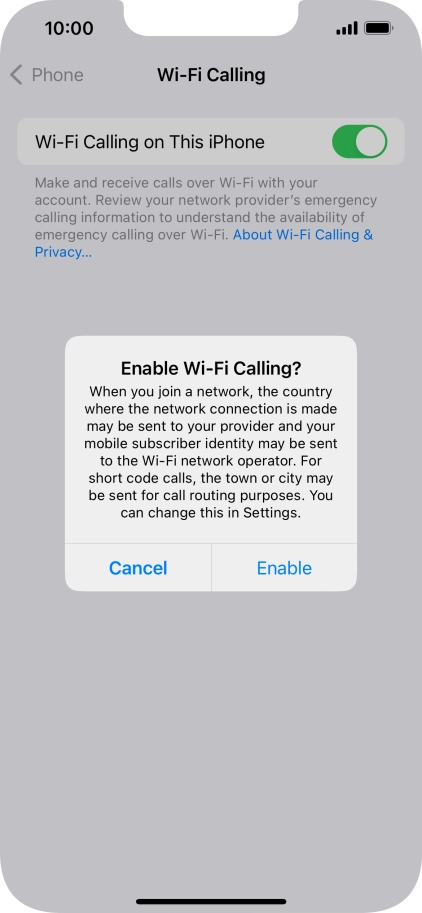 If you turn on the function, press Enable.