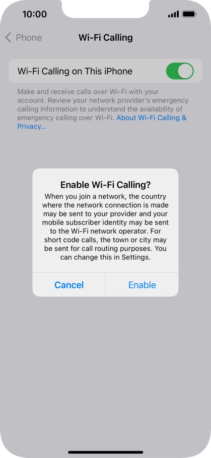 If you turn on the function, press Enable.