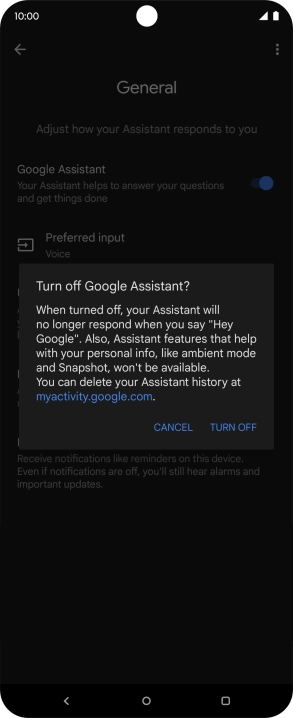If you turn off the function, press TURN OFF.