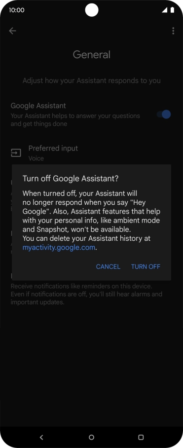 If you turn off the function, press TURN OFF.