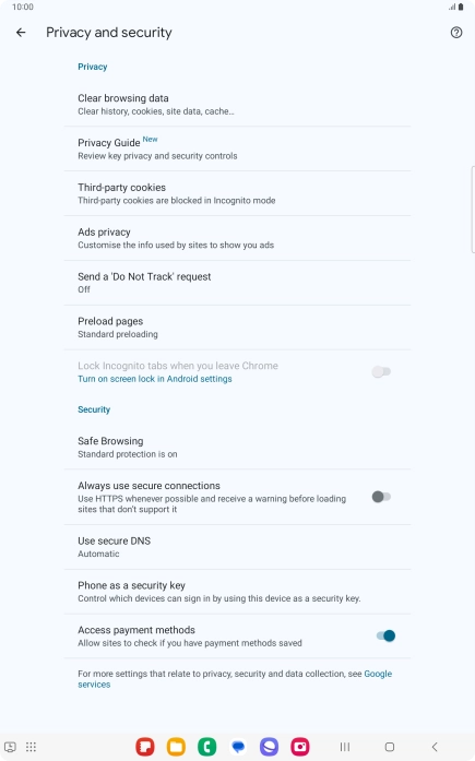 Press Clear browsing data.