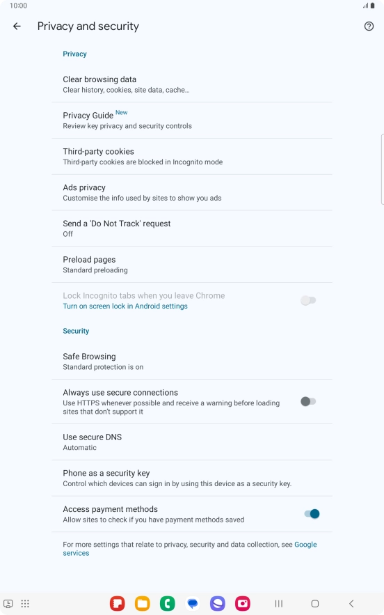Press Clear browsing data.