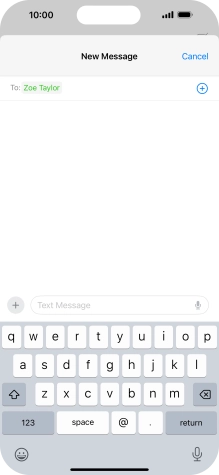 Press the text input field and write the text for your text message.