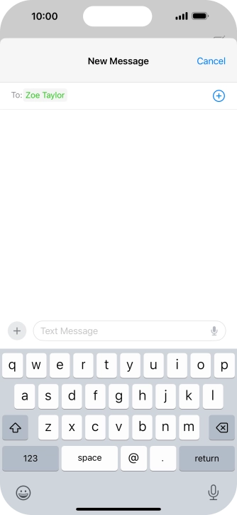 Press the text input field and write the text for your text message.