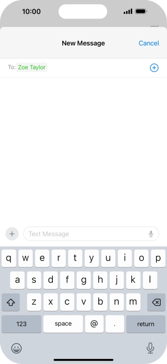 Press the text input field and write the text for your text message.