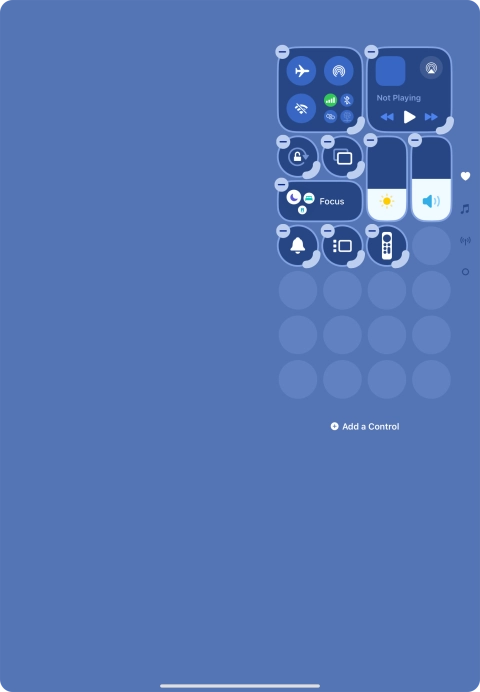 Press Add a Control and follow the instructions on the screen to add the required function to Control Centre.