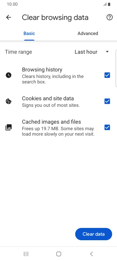 Press the fields next to the required data types.