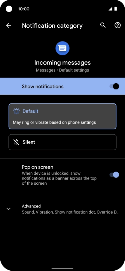 Press Default. Press Default.