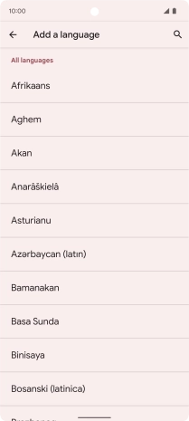 Press the required language to add it to the list of phone languages.