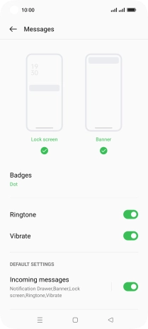 Press Incoming messages.