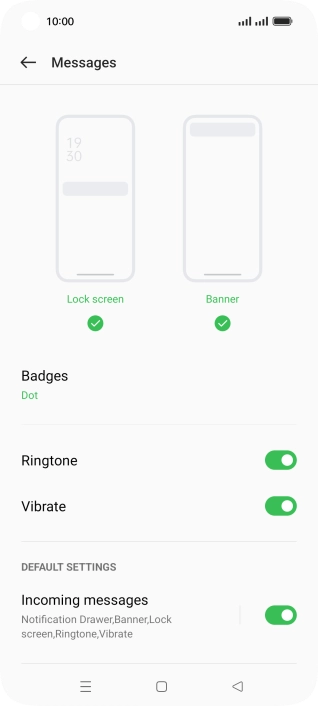 Press Incoming messages.