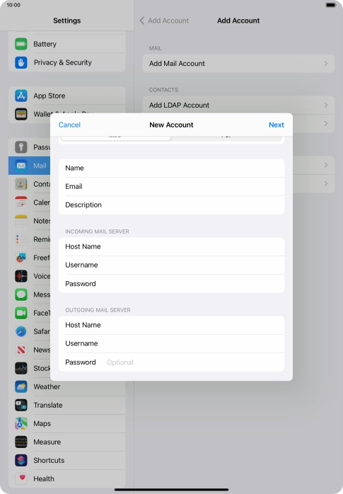 Press Password and key in the password for your email account. Press Password and key in the password for your email account.
