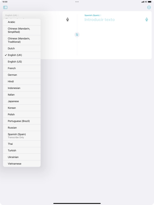 Press the required source language.