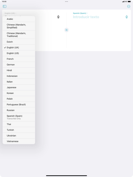 Press the required source language. Press the required source language.