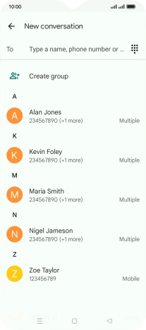 Press the search field and key in the first letters of the recipient's name. Press the search field and key in the first letters of the recipient's name.
