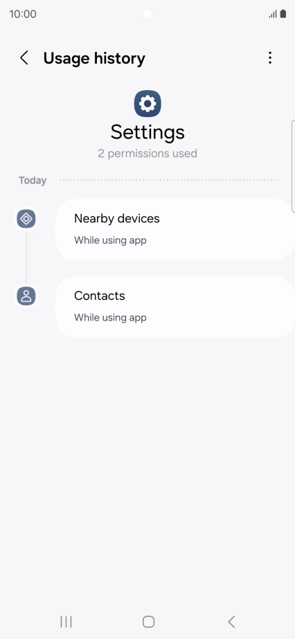 The app activity for the selected app is displayed. The app activity for the selected app is displayed.