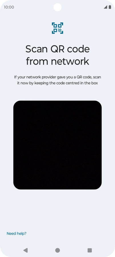 Place the QR code you've received inside the phone camera frame to scan the code. If you’ve deleted your eSIM, you can re-add it using your existing QR code. If you’re having problems, see our FAQ. Place the QR code you've received inside the phone camera frame to scan the code. If you’ve deleted your eSIM, you can re-add it using your existing QR code. If you’re having problems, see our FAQ.
