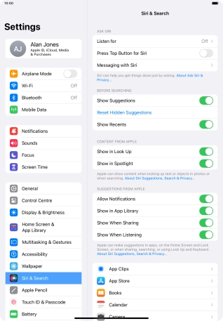 Press the indicator next to 