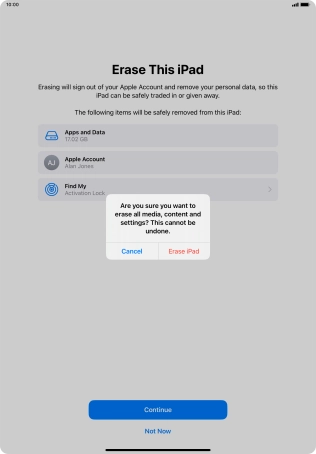 Press Erase iPad.