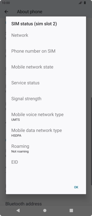 Your phone's EID number is displayed below EID.