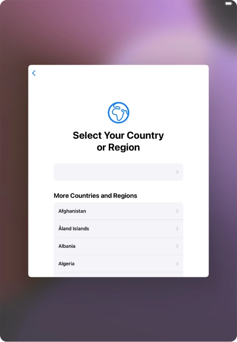 Press the required country or area.