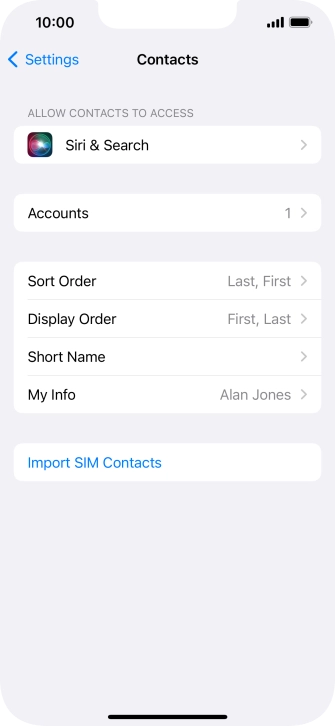 Press Import SIM Contacts.