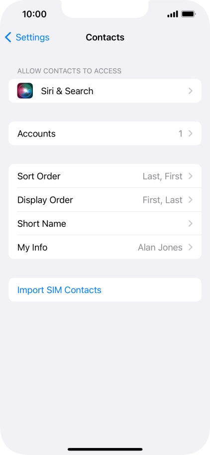 Press Import SIM Contacts.