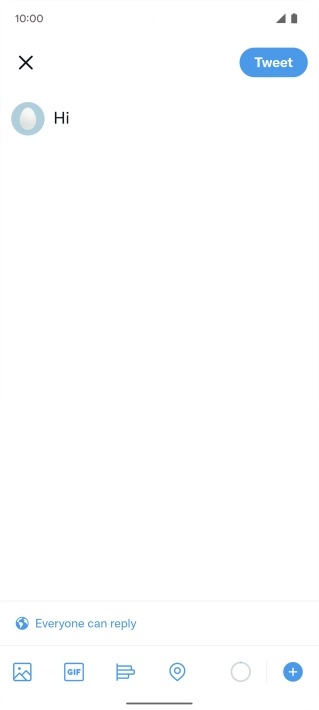Write the required text and press Tweet.