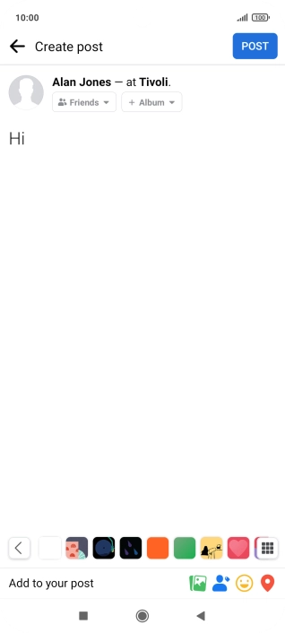 Write the required text and press POST. Write the required text and press POST.