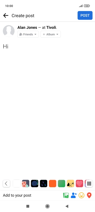 Write the required text and press POST. Write the required text and press POST.