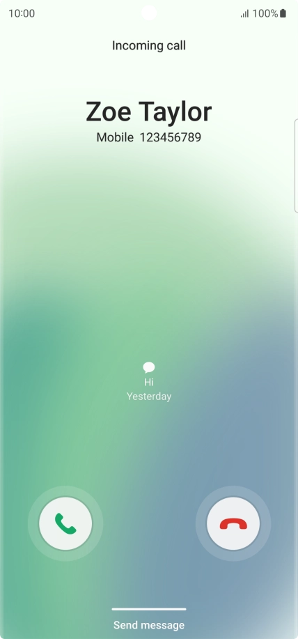 Press and drag the accept call icon right.