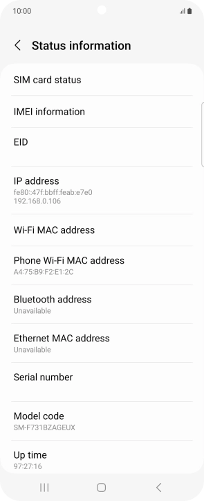 Your phone's EID number is displayed below EID.