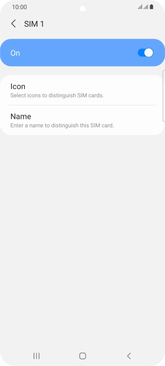 Press the indicator to turn use of the SIM on or off.