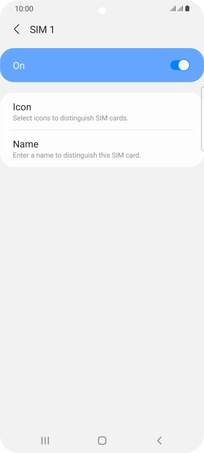Press the indicator to turn use of the SIM on or off.