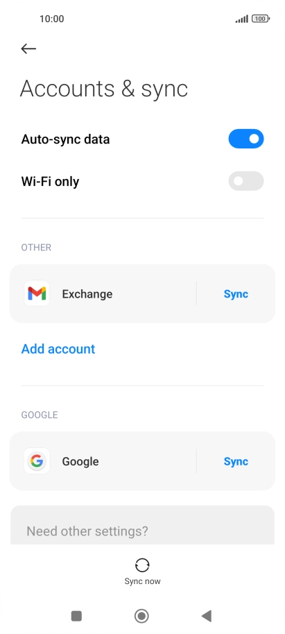 Press the required email account. Press the required email account.