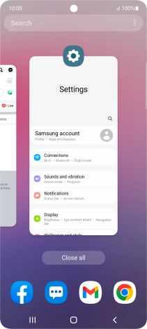 To end one running application, slide your finger upwards on the required application.