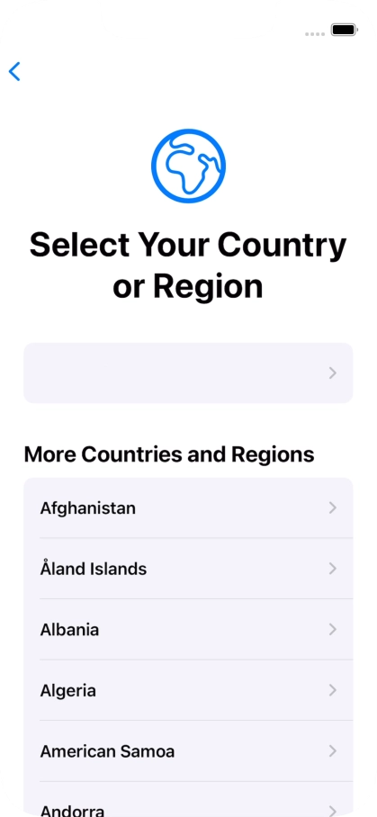 Press the required country or area.