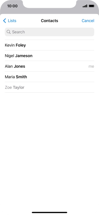 Press the required contact.