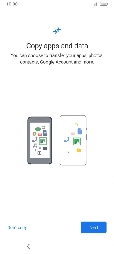 When this screen is displayed, your phone is ready to restore content from a Google One backup.