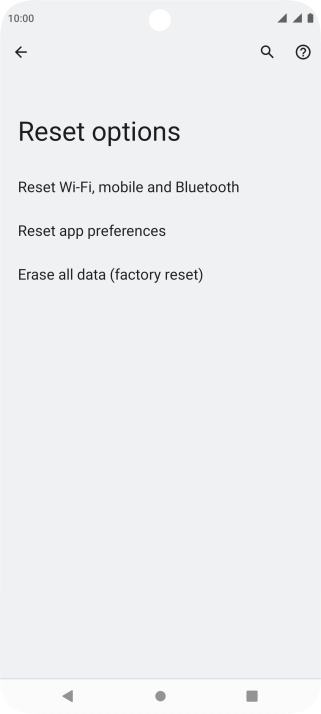 Press Erase all data (factory reset).