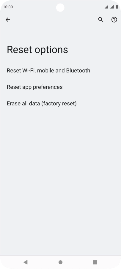 Press Erase all data (factory reset).
