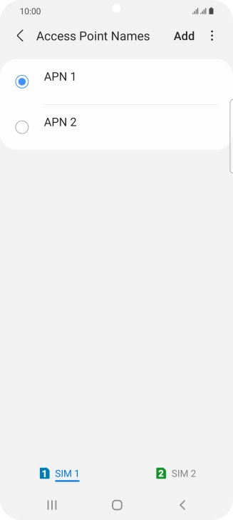 Press the field next to the data connection to activate it.