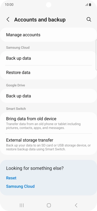 Press Manage accounts.